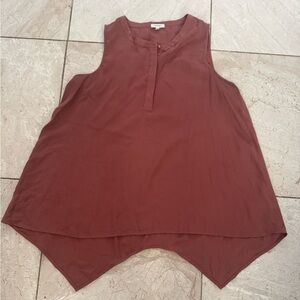 Pleione Red Asymmetrical Sleeveless Tunic sienna size large